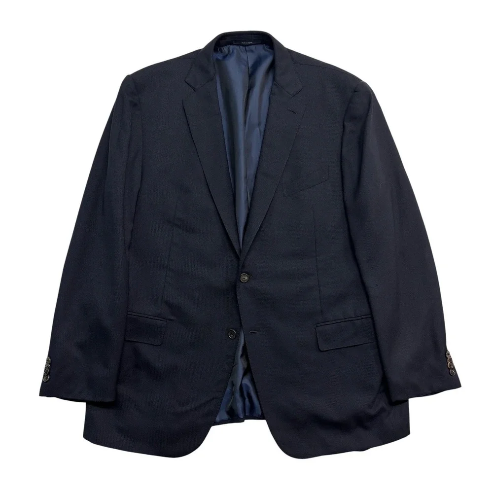 Ermenegildo Zegna 58 48R Navy Blue Cool Effect Hopsack Blazer Jacket Sport Coat